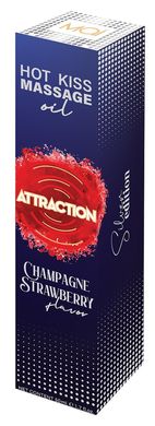 Веганское съедобное массажное масло с согревающим эффектом и с ароматом шампанского и клубники Mai - Attraction Hot Kiss Massage Oil Champagne Strawberry flavor, 50 ml