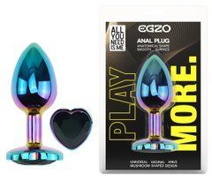 Анальна пробка з кристалом EGZO - Multicolor Heart Plug Black size S