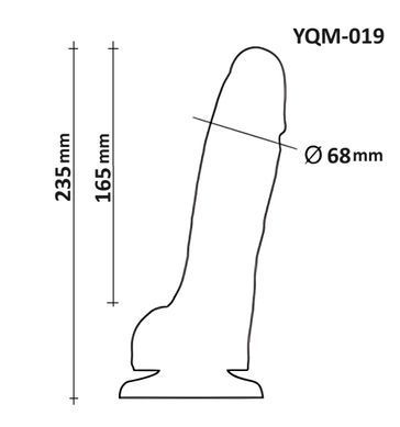Фалоімітатор Гігант з мошонкою на присосці OYO YQM-019 (довжина 23.5 см, діаметр 6.8 см)