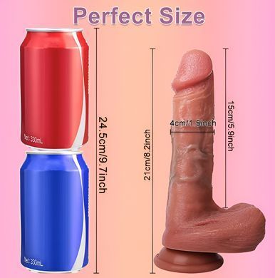 Большой фаллоимитатор с мошонкой на присоске из двухслойного силикона OYO - Dildo Double Layer Silicone YQW-025 (длина 21 см, диаметр 4 см)