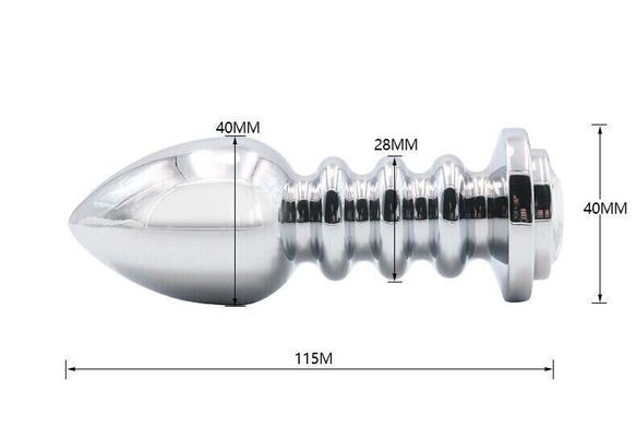 Рифлена анальна пробка з кристалом SKN-MS102 (довжина - 11.5 см, діаметр-4 см, Вага-182 гр. )