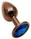 Анальна пробка з кристалом EGZO - Dark Gold Round Plug Blue, size S