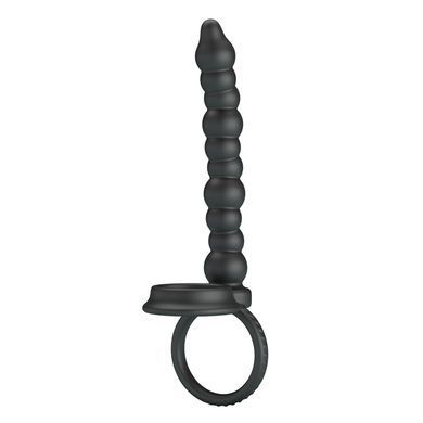 Эрекционное кольцо с насадкой для анального секса Pretty Love - Diilon Black, BI-210331