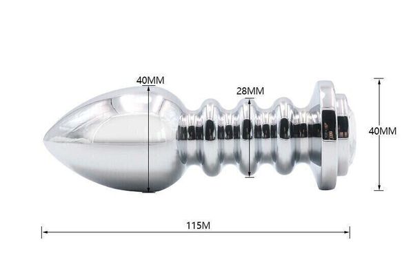 Рифлена анальна пробка з кристалом SKN-MS103 (довжина - 11.5 см, діаметр-4 см, Вага-182 гр. )