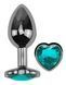 Анальная пробка с кристаллом EGZO - Dark Silver Heart Plug Marine size S