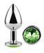 Анальна пробка з кристалом EGZO - Silver Round Plug Green size M