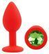 Силиконовая анальная пробка EGZO - Silicone Red Round Plug Green, size S