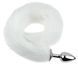 Анальна пробка з хвостом EGZO - Fox Tail Silver Plug White, size S