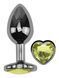 Анальная пробка с кристаллом EGZO - Dark Silver Heart Plug Lime size S
