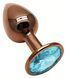 Анальна пробка з кристалом EGZO - Dark Gold Round Plug Aqua, size S