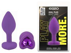 Силиконовая анальная пробка EGZO - Silicone Violet Heart Plug Violet, size S