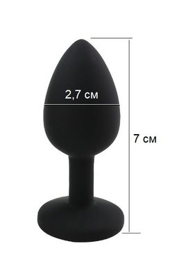 Силіконова анальна пробка з кристалом Silicon Black 01 (розмір S ), SKN-SIL-BLACK 01
