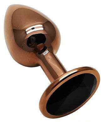 Анальная пробка с кристаллом EGZO - Dark Gold Round Plug Black, size S
