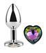 Анальная пробка с кристаллом EGZO - Silver Heart Plug Rainbow size M