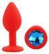 Силіконова анальна пробка EGZO - Silicone Red Round Plug Blue, size S