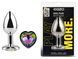 Анальная пробка с кристаллом EGZO - Silver Heart Plug Rainbow size M