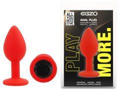 Силиконовая анальная пробка EGZO - Silicone Red Round Plug Black, size S