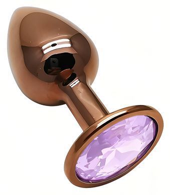 Анальна пробка з кристалом EGZO - Dark Gold Round Plug Amethyst, size S