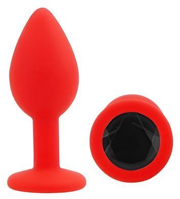 Силіконова анальна пробка EGZO - Silicone Red Round Plug Black, size S
