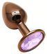 Анальна пробка з кристалом EGZO - Dark Gold Round Plug Amethyst, size S
