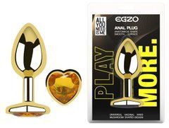 Анальная пробка с кристаллом EGZO - Gold Heart Plug Yellow size M