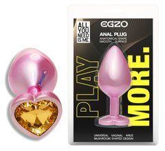 Анальная пробка с кристаллом EGZO - Pink Perl Heart Plug Yellow, size S