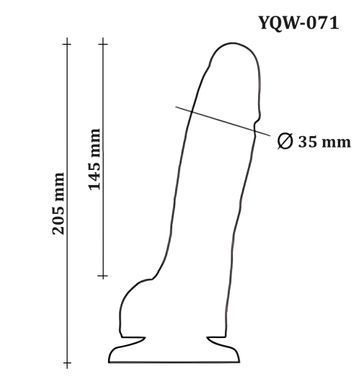 Большой фаллоимитатор с мошонкой на присоске из двухслойного силикона OYO - Dildo Double Layer Silicone YQW-071 (длина 20.5 см, диаметр 3.5 см)