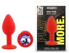 Силиконовая анальная пробка EGZO - Silicone Red Round Plug Amethyst, size S
