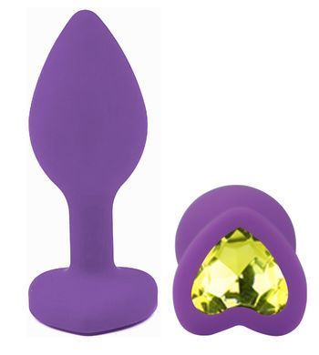 Силіконова анальна пробка EGZO - Silicone Violet Heart Plug Lime, size S