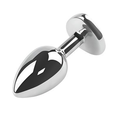 Анальна пробка з кристалом EGZO - Silver Heart Plug Red size M