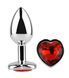 Анальна пробка з кристалом EGZO - Silver Heart Plug Red size M