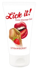 Веганский массажный гель на водной основе с ароматом и вкусом клубники - Lick-it Strawberry, 50 мл