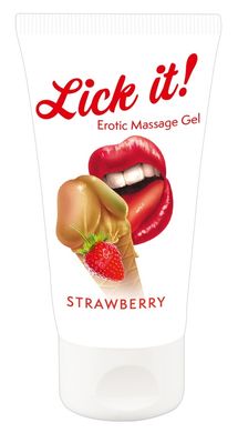 Веганський масажний гель на водній основі з ароматом та смаком полуниці - Lick-it Strawberry, 50 мл