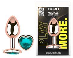 Анальная пробка с кристаллом EGZO - Rose Gold Heart Plug Marine size S