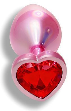 Анальна пробка з кристалом EGZO - Pink Perl Heart Plug Red, size S