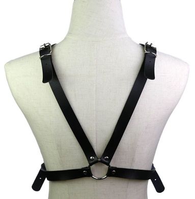 Портупея зі штучної шкіри з фіксатором Women's PU Leather Chest Harness Caged bra BLACK
