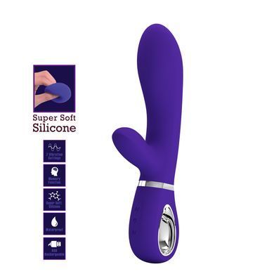 Вібратор з м'якою головкою і кліторальной стимуляцією Pretty Love - Thomas USB Purple, BI-014621-3