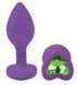 Силиконовая анальная пробка EGZO - Silicone Violet Heart Plug Green, size S