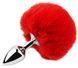 Анальна пробка з хвостом EGZO - Bunny Tail Silver Plug Red, size S