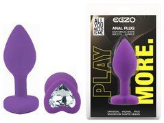Силиконовая анальная пробка EGZO - Silicone Violet Heart Plug Clear, size S