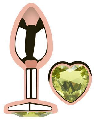 Анальна пробка з кристалом EGZO - Rose Gold Heart Plug Lime size S