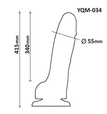 Фалоімітатор Супер Гігант з мошонкою на присосці OYO YQM-034 (довжина 41.5 см, діаметр 5.5 см)
