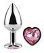 Анальна пробка з кристалом EGZO - Silver Heart Plug Pink size M