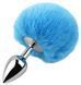 Анальна пробка з хвостом EGZO - Bunny Tail Silver Plug Blue, size S