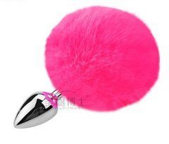 Анальна пробка з хвостом SKN-Z35 Dark pink ( розмір XS )