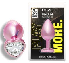 Анальная пробка с кристаллом EGZO - Pink Perl Heart Plug Clear, size S