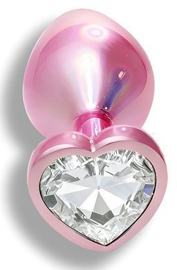Анальна пробка з кристалом EGZO - Pink Perl Heart Plug Clear, size S