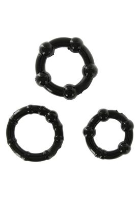Набор из 3 шт эрекционных колец STAY HARD - Three Rings BLACK, 35500-BLACK