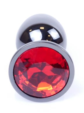 Анальний затор Boss Series - Jewellery Dark Silver PLUG Red S, BS6400028