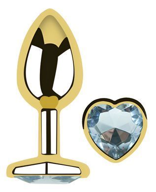Анальная пробка с кристаллом EGZO - Gold Heart Plug Clear size M